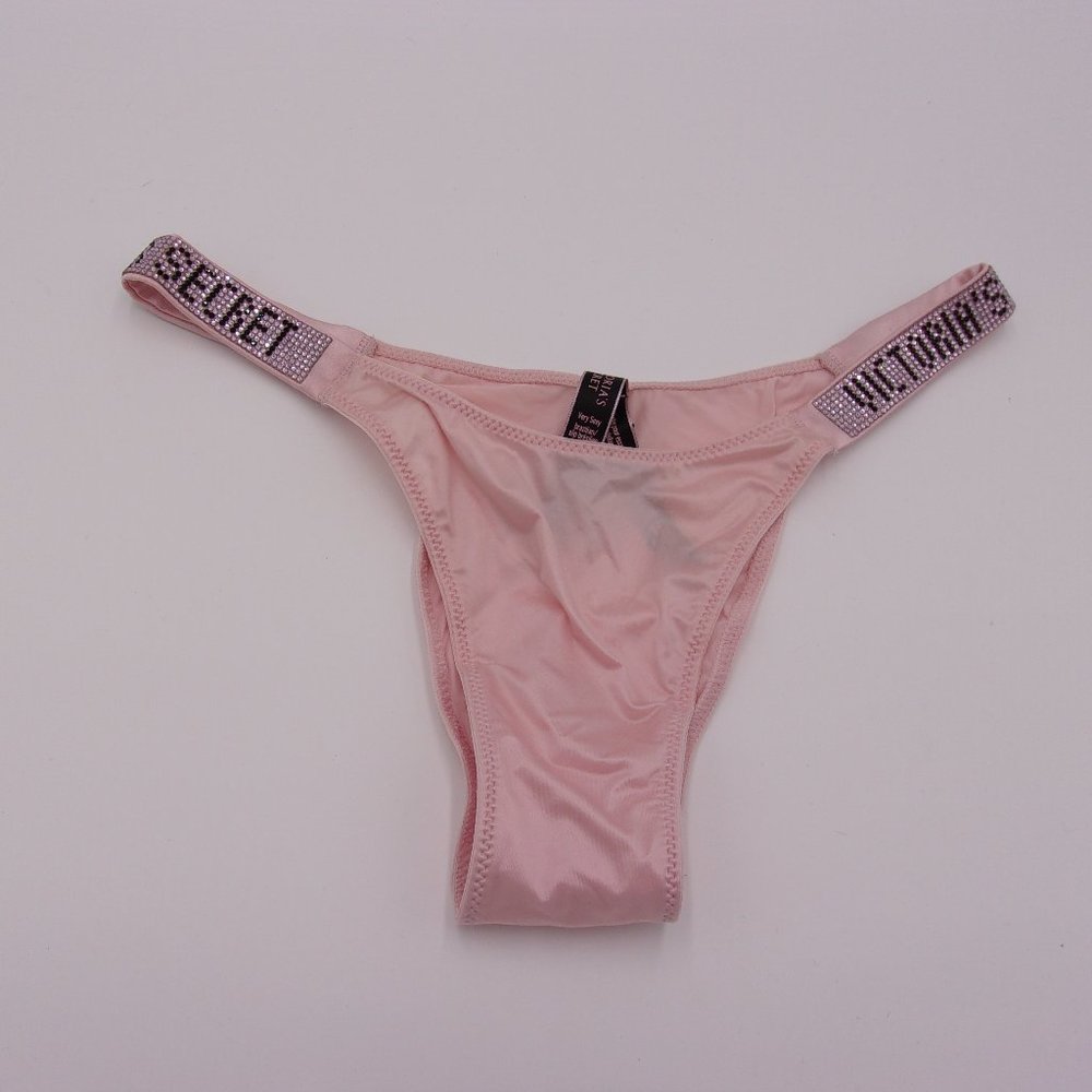 Victorias Secret Shine Strap Brazilian Bikini Pink Small NWT
